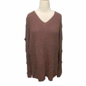 City Chic Ladder Sleeve V-Neck Sweater‎ Mauve 16